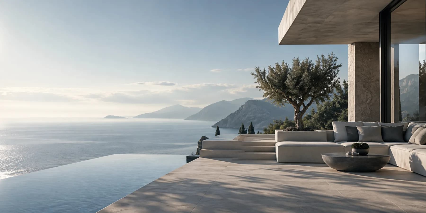 Calm coastal architecture overlooking the sea